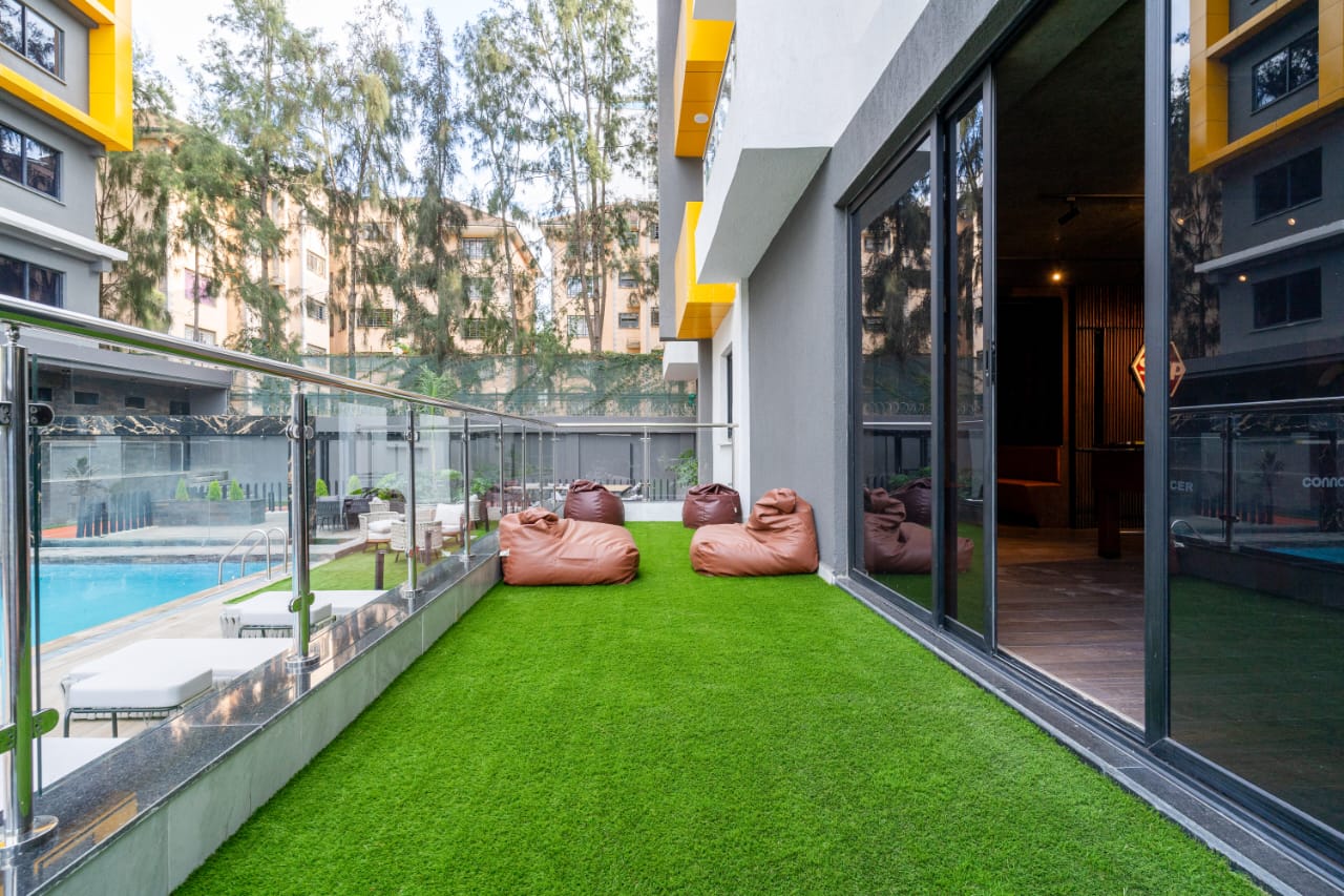 Bean-bag terrace at Wilma Towers, Kilimani