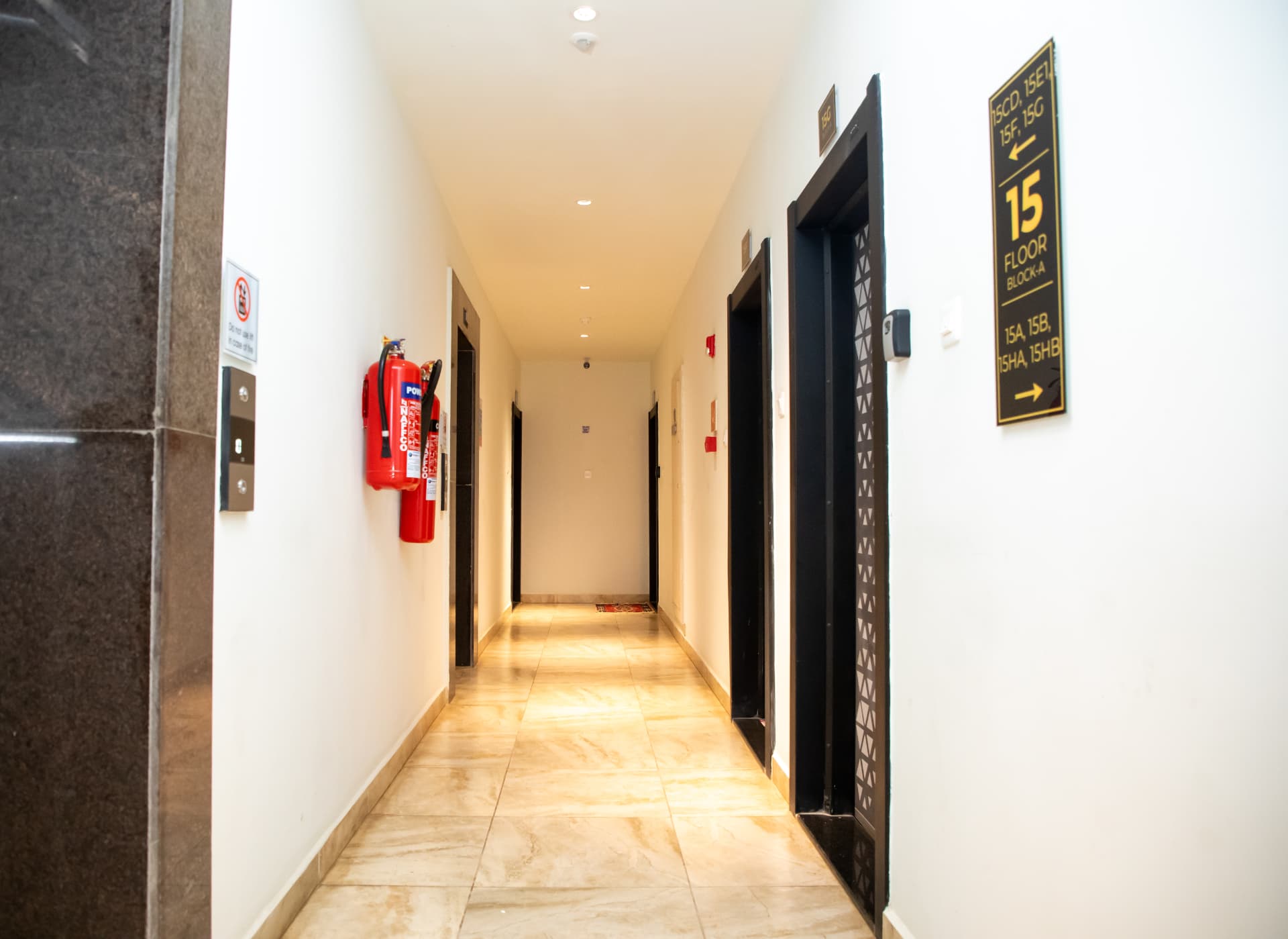 Tower A corridor with floor signage