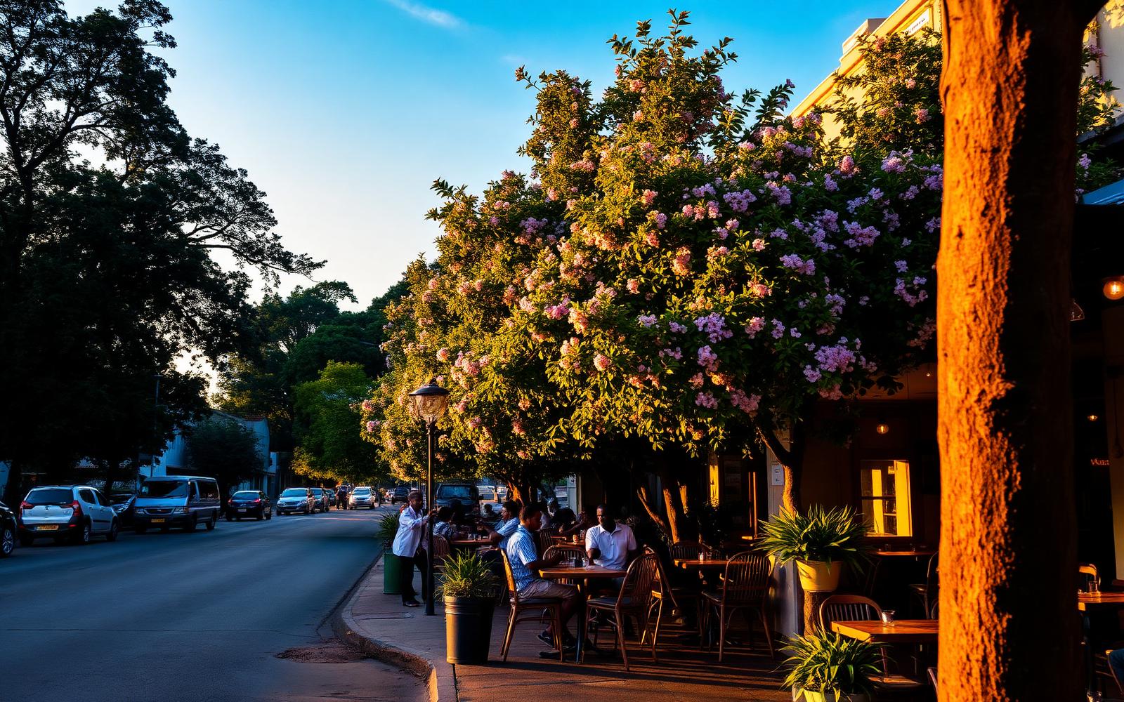 A leafy Kilimani street at golden hour